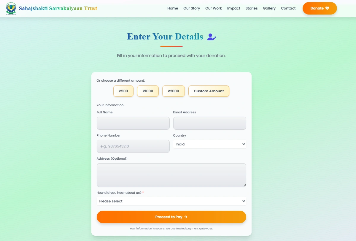 Sahajshakti NGO project screenshot 3